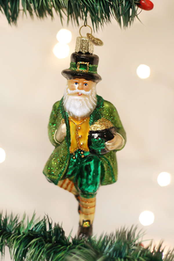 Glass Ornament - Irish Santa