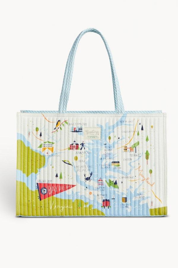 Destination Map Quilted Market Tote - Chesapeake Bay Dreams