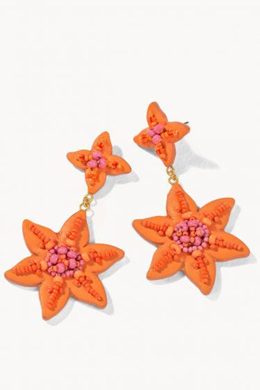 Lily Beaded Earrings - Orange