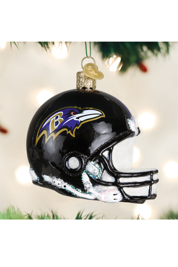 Glass Ornament - Baltimore Ravens Helmet