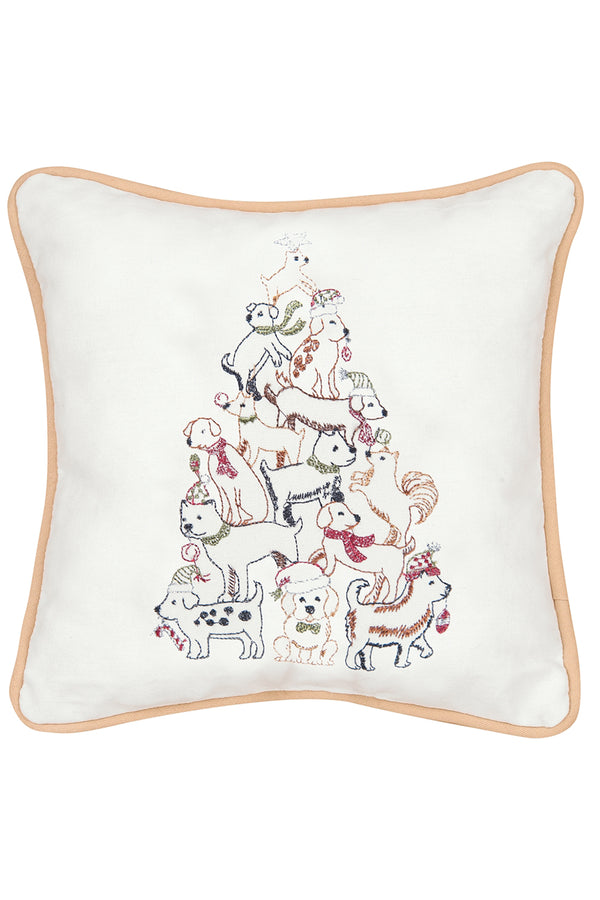 Mini Holiday Pillow - Puppy Tree