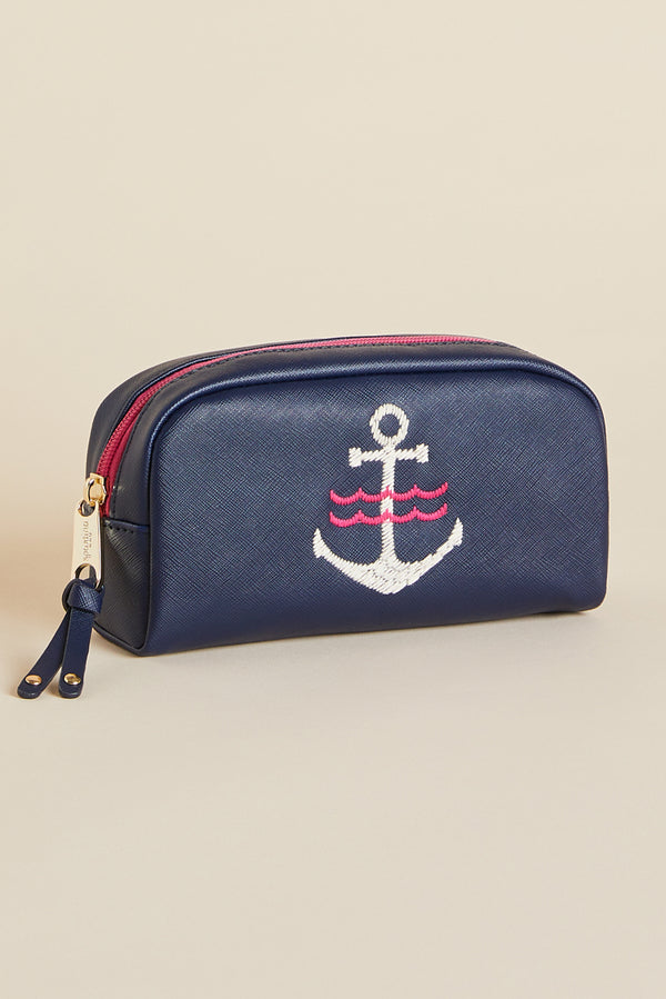 Embroidered Travel Case - Navy Anchor