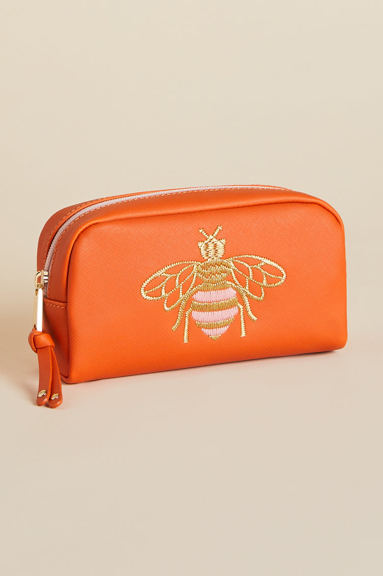 Embroidered Travel Case - Orange Bee