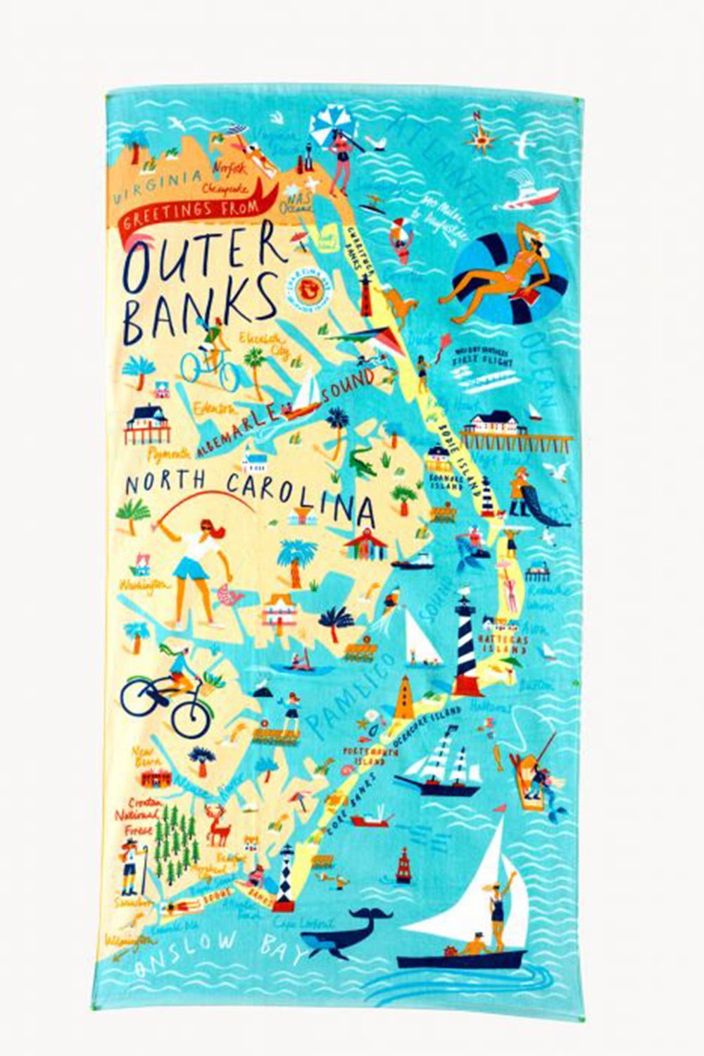 SIDEWALK SALE ITEM - Destination Map Beach Towel - Outer Banks