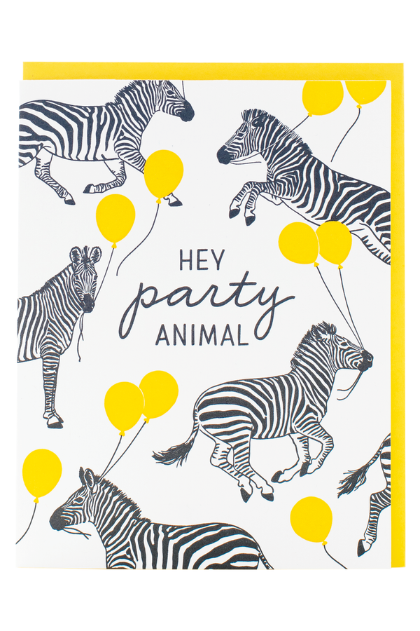 Smudgey Greeting Card - Birthday Party Zebras