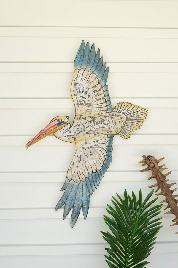 Metal Pelican Wall Hanging Figure