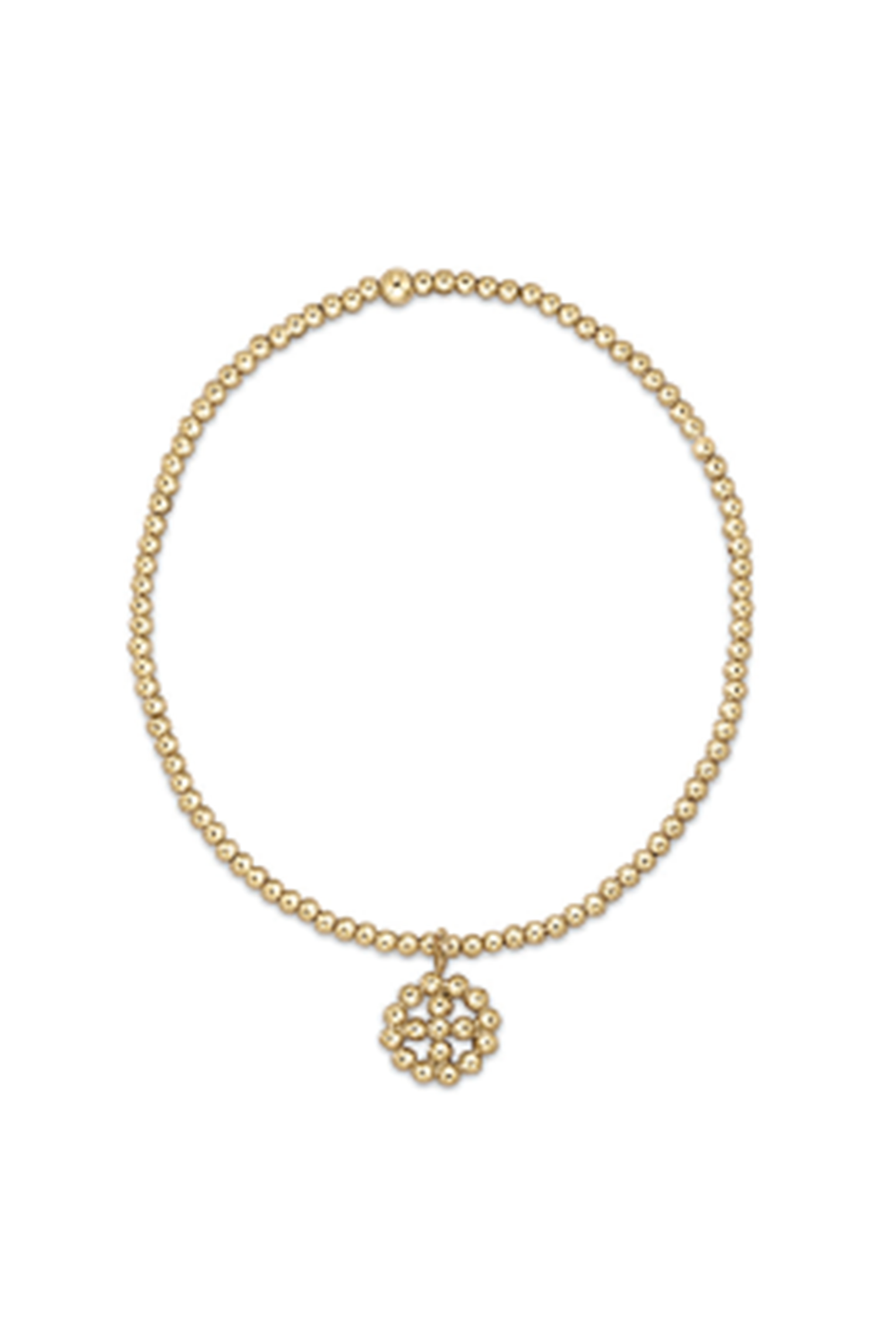 EN Classic Gold Bead Bracelet - Beaded Cross in Beaded Halo Charm