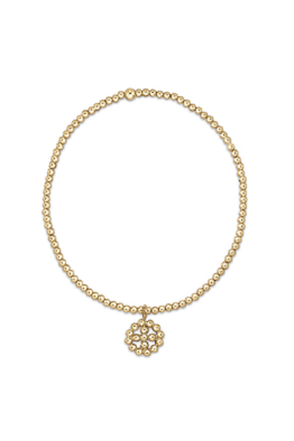 EN Classic Gold Bead Bracelet - Beaded Cross in Beaded Halo Charm