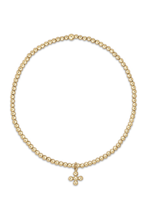 EN Classic Beaded Signature Cross Charm Bracelet - Gold