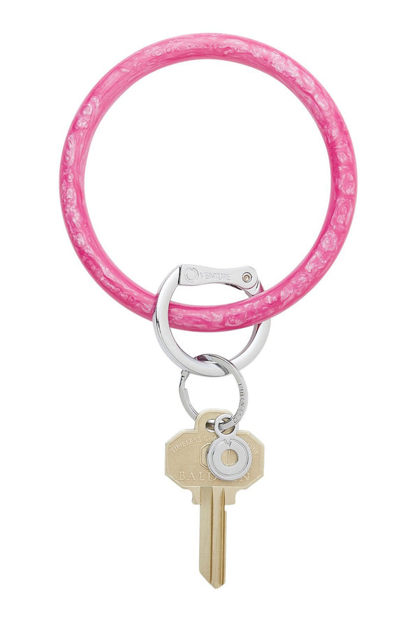 SIDEWALK SALE ITEM - Resin Big O Key Ring - Pink Topaz