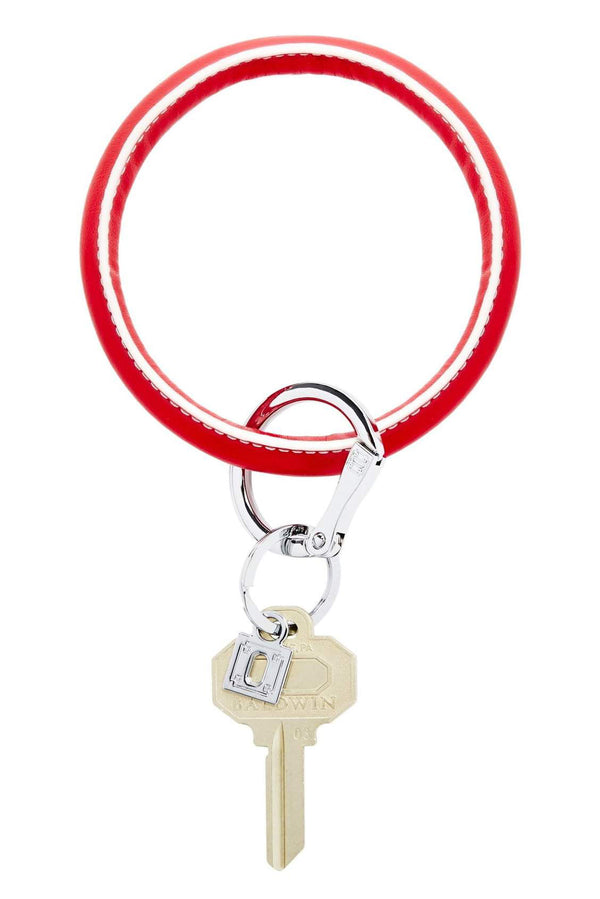 Leather Big O Key Ring - Solid White Cherry