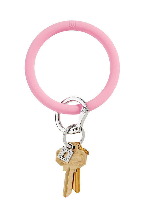 Silicone Big O Key Ring - Solid Cotton Candy Pink