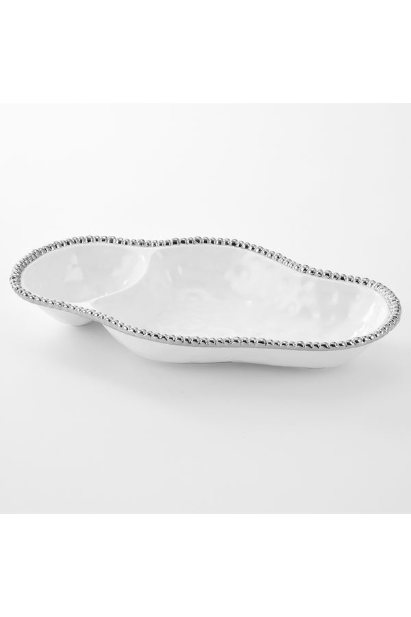 Salerno 2 Section Serving Piece - White Silver
