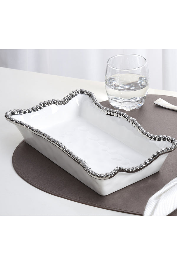 Salerno Guest / Dinner Napkin Holder - White Silver