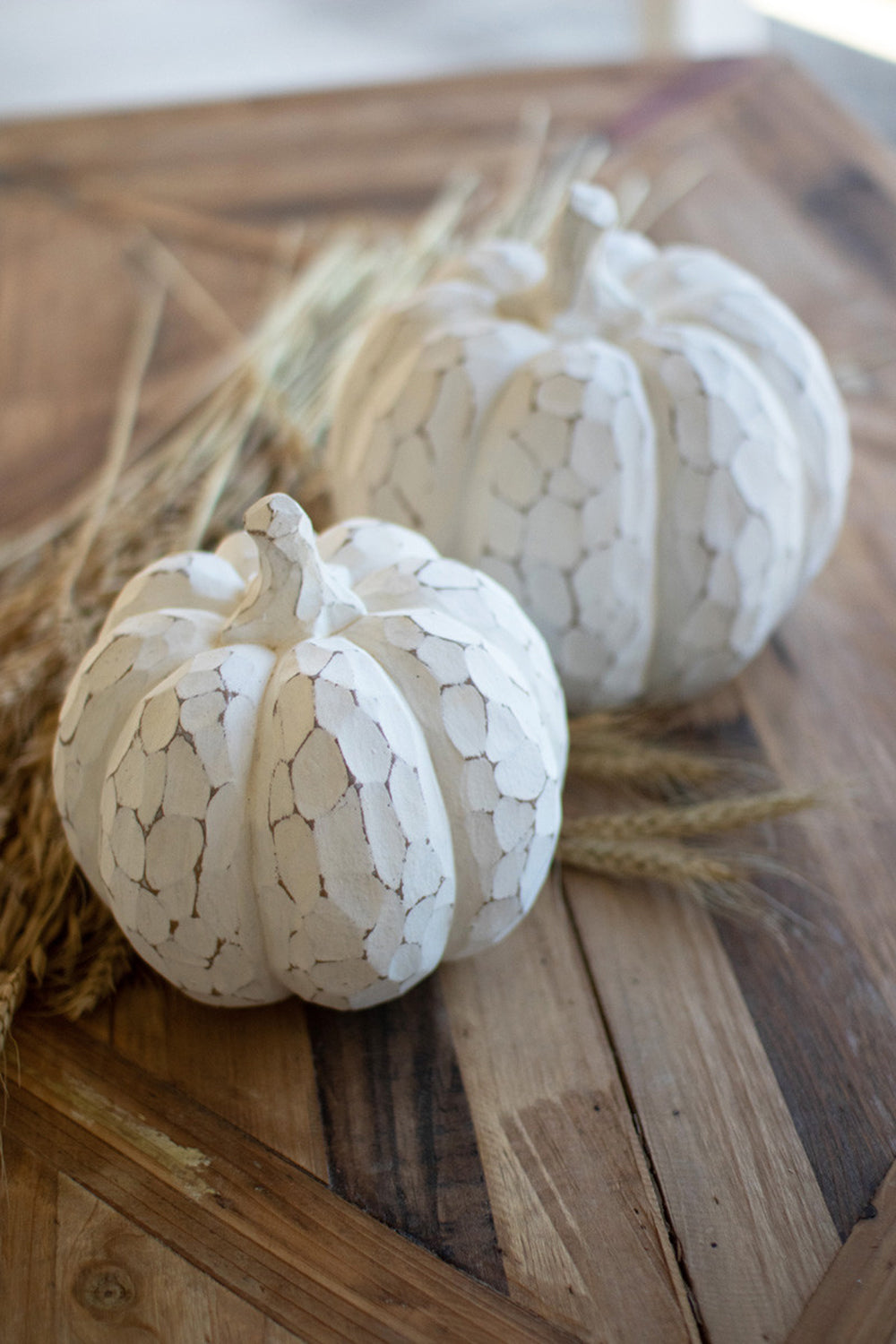 White Washed Resin Pumpkin