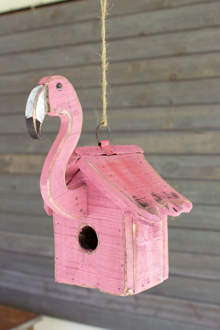Wooden Flamingo Birdhouse