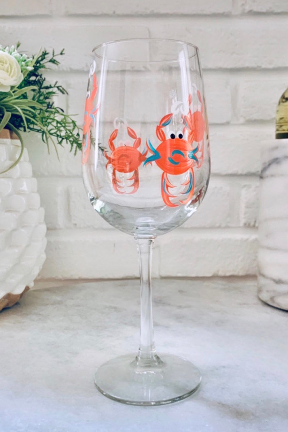 DJ Stemmed Wine Glass - Crab Coral