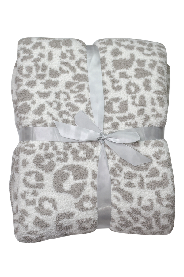 Luxury Leopard Throw Blanket - Ivory / Taupe