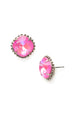 Cushion Cut Solitaire Stud Earring - Ultra Pink