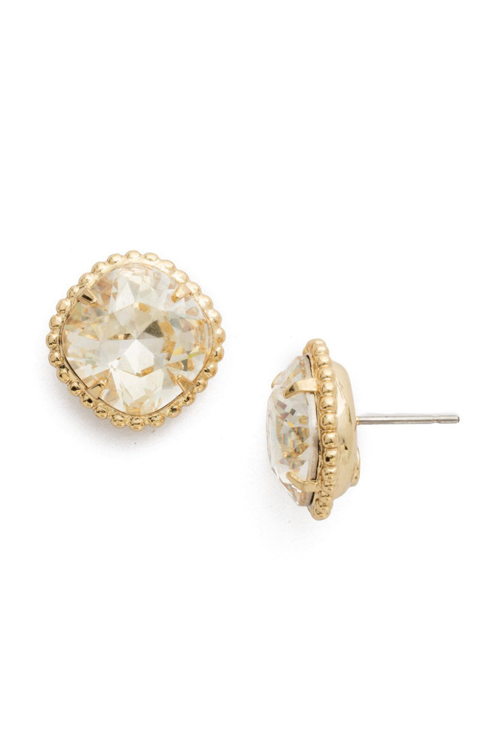 Cushion Cut Solitaire Earring - Crystal Champagne