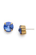 Round Crystal Stud Earring - Sapphire