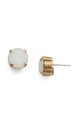 Round Crystal Stud Earring - White Opal