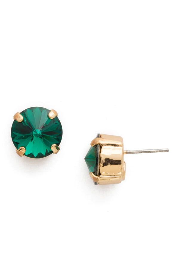 Round Crystal Stud Earring - Emerald