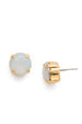 Round Crystal Stud Earring - White Opal