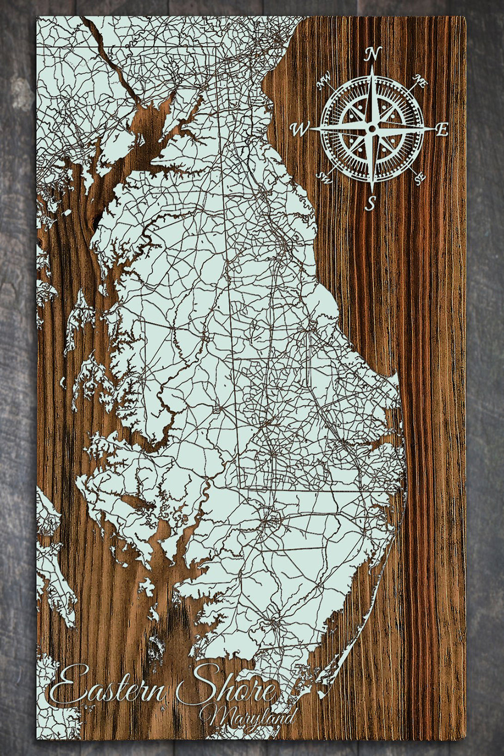 FP Wooden Map - Eastern Shore (Seaglass)
