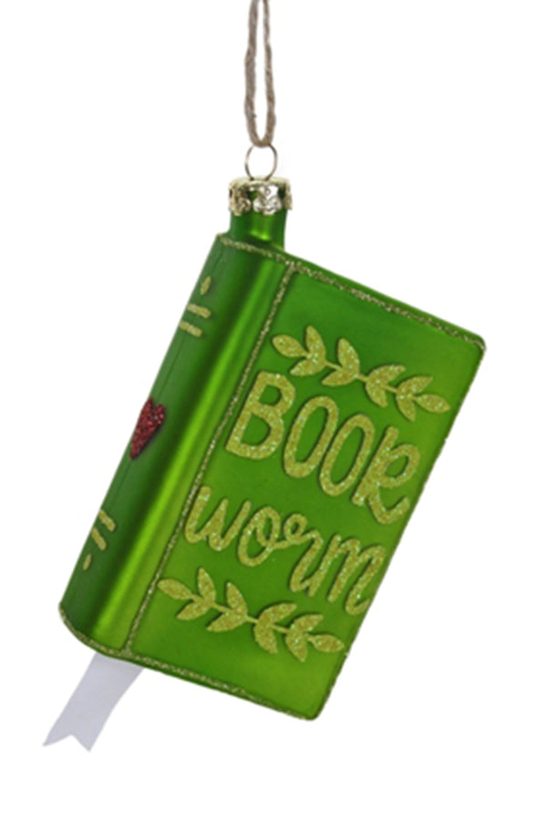 Glass Ornament - Book Worm