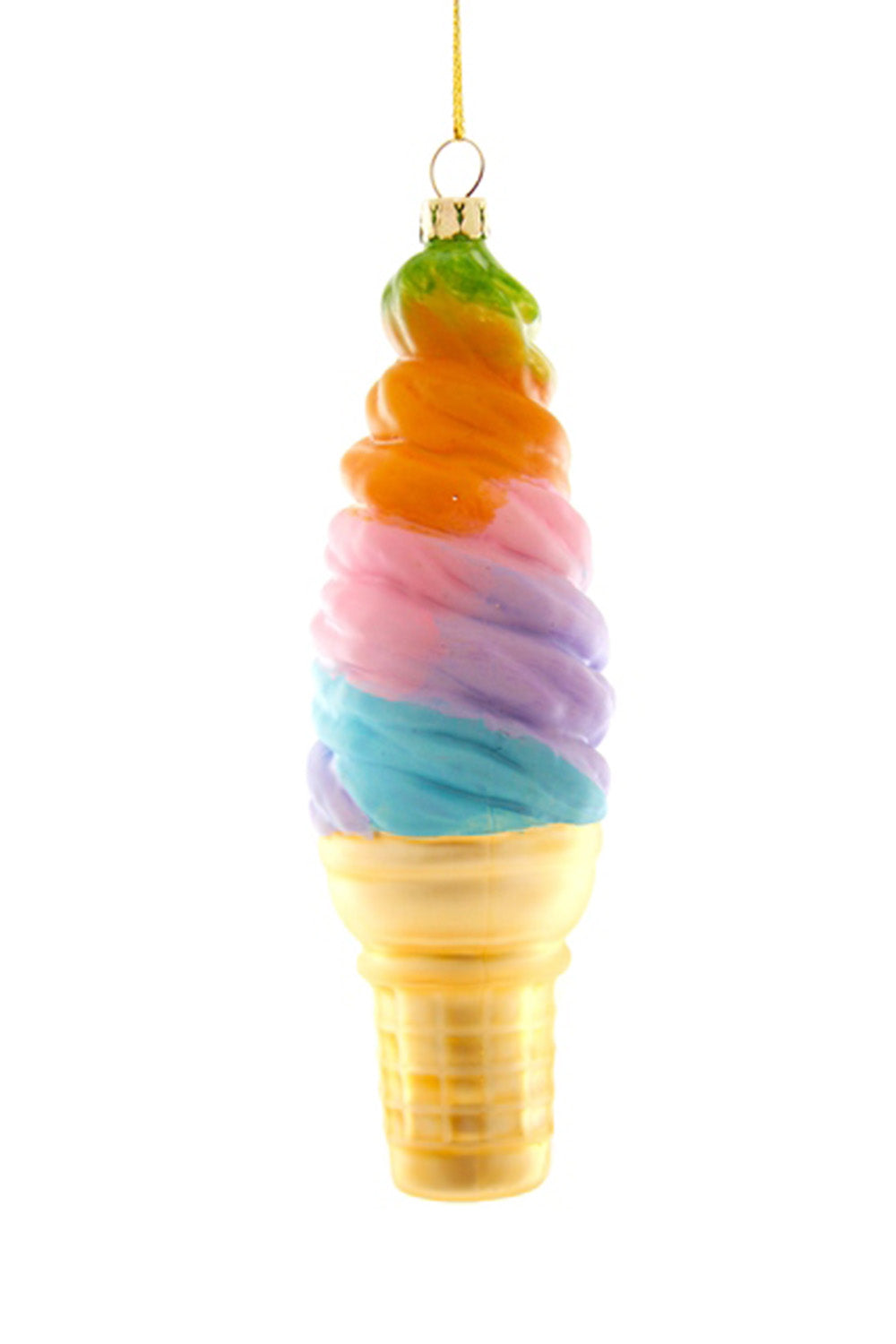 Glass Ornament - Deluxe Soft Serve Ice Cream Rainbow Sherbert