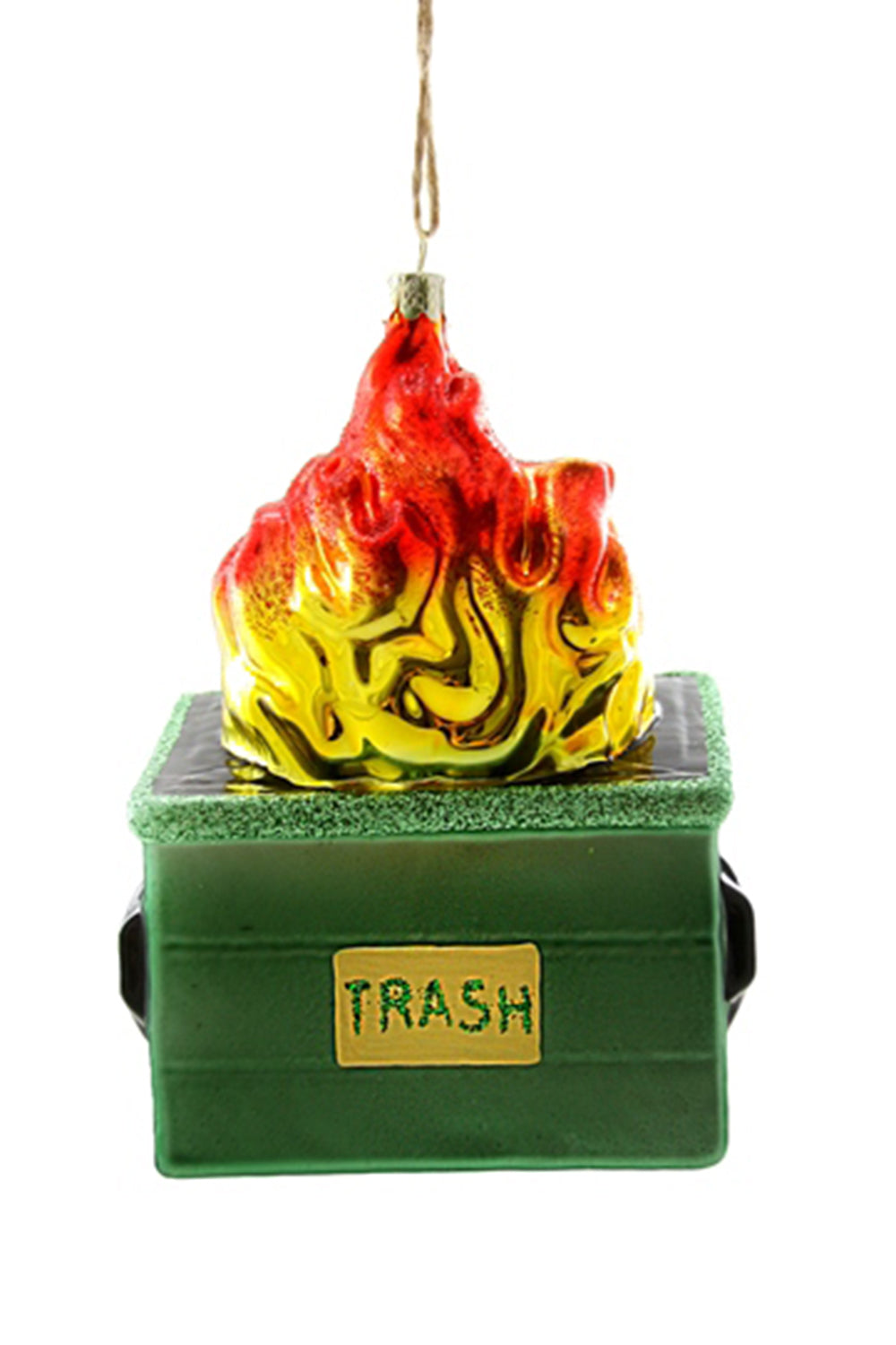 Glass Ornament - Green Dumpster Fire