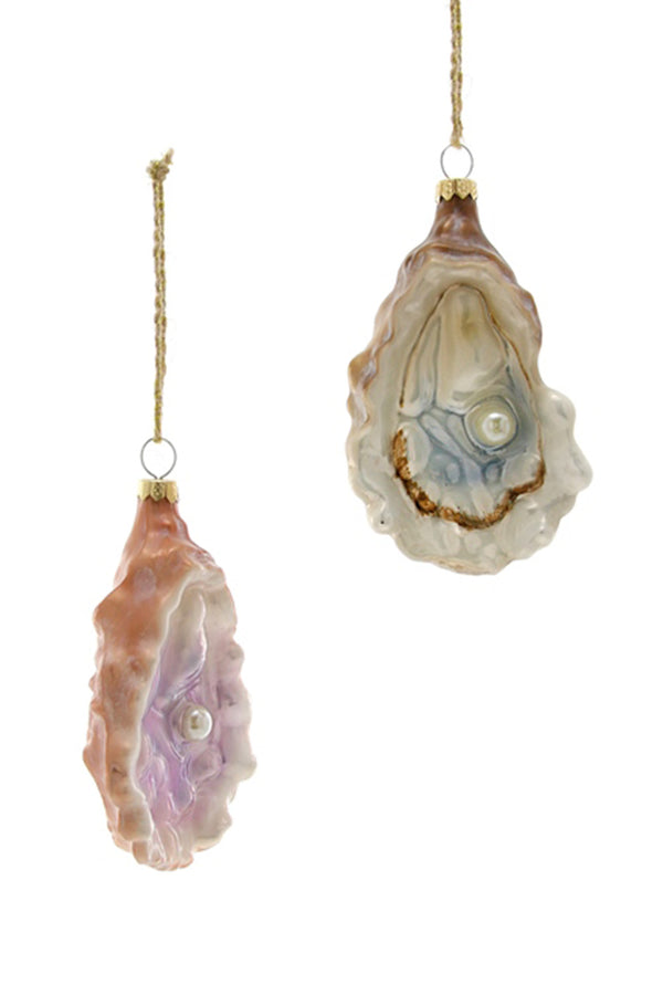 Glass Ornament - Fancy Oyster with Pearl