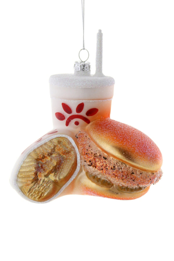 Glass Ornament - Fast Food Chicken Sandwich Meal