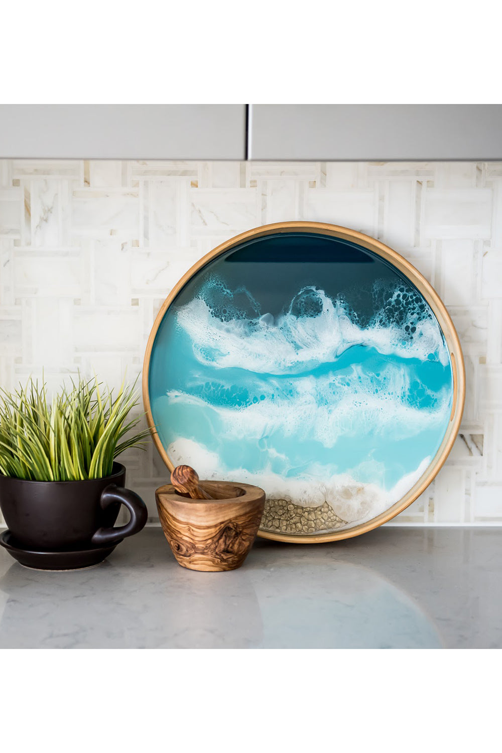 Lynnie Round Serving Tray - Ocean Vibes