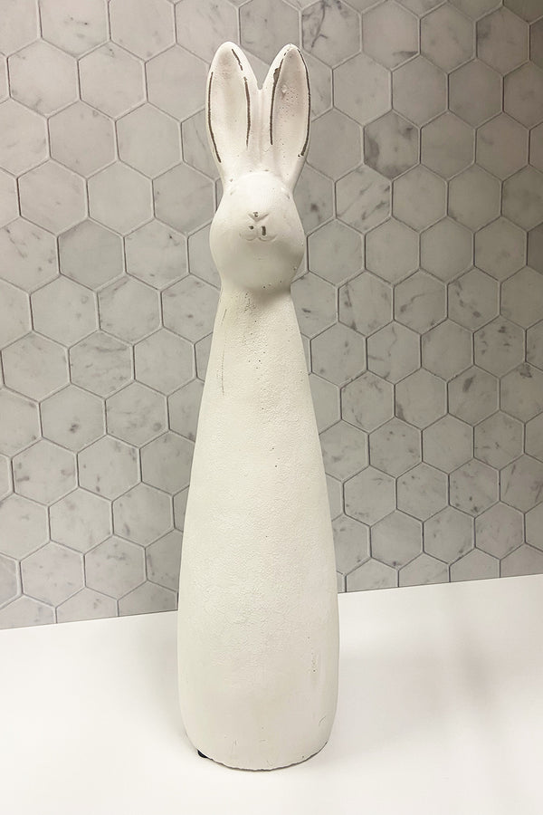 Tall Slim White Bunny Figure