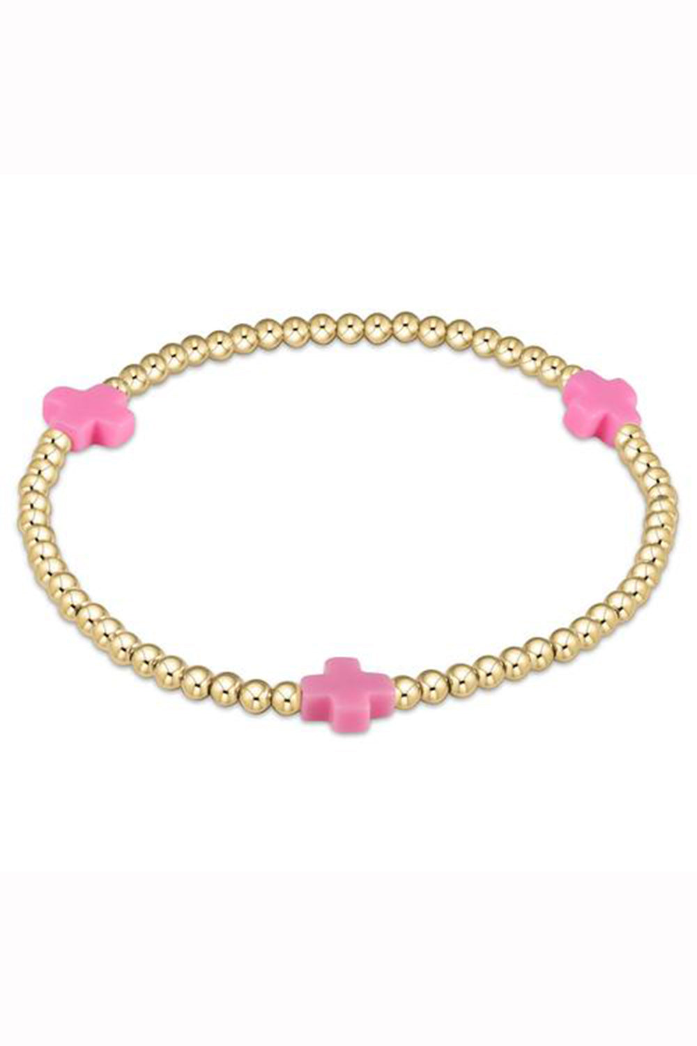 EN Gold Signature Cross Pattern Bracelet 3mm - Bright Pink