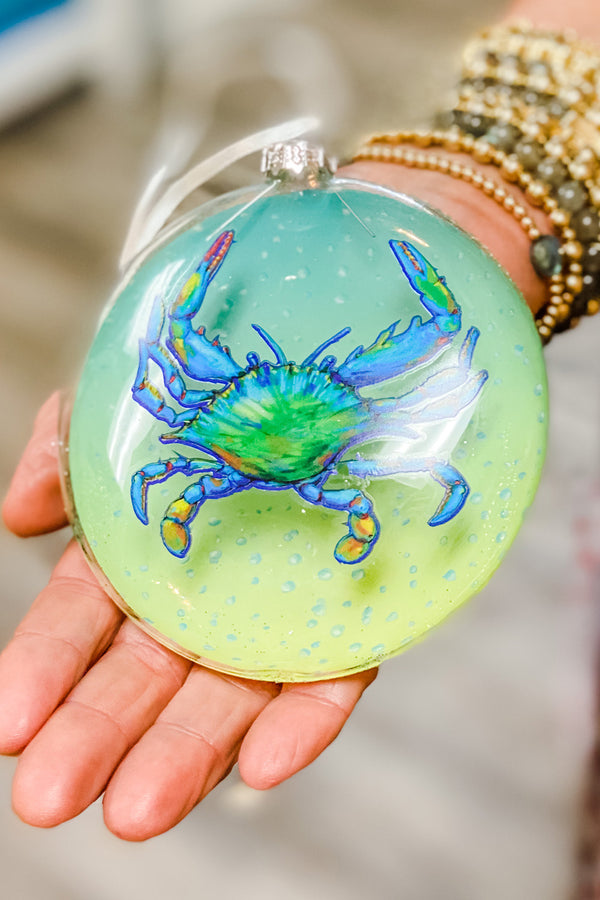 Funky Ornament - Blue Crab on Circle