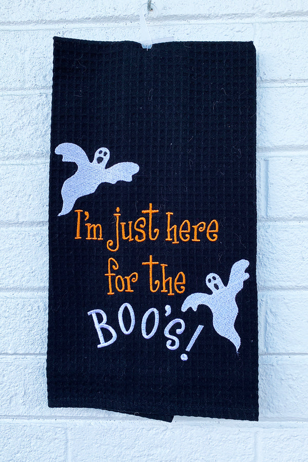 Halloween Waffle Kitchen Towel - Here for the Boos