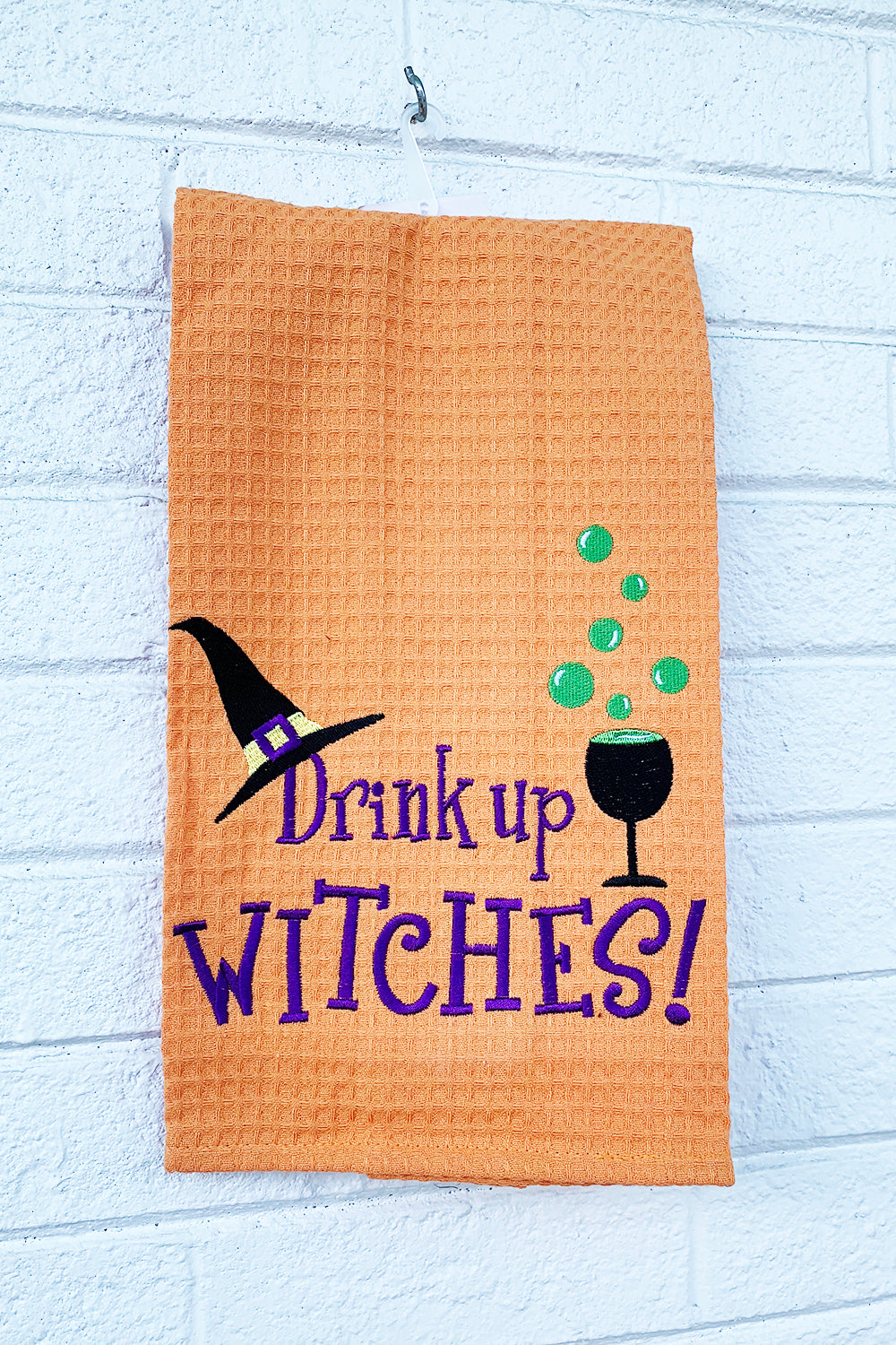 Holiday Waffle Towel - "Drink up Witches"