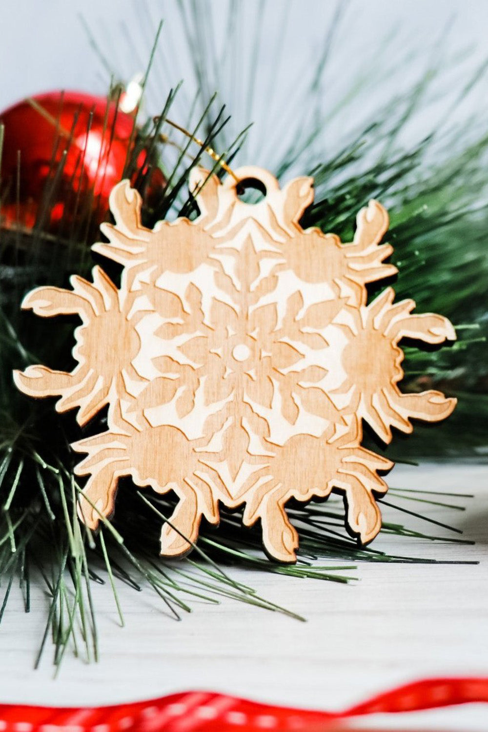 Wooden Ornament - Crab Snowflake