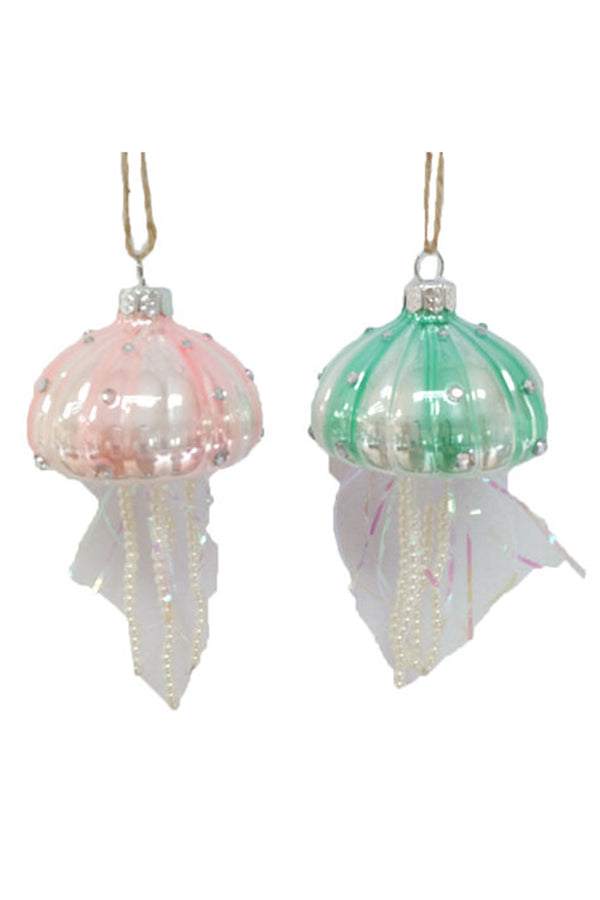 Glass Ornament - Pearl Jellyfish