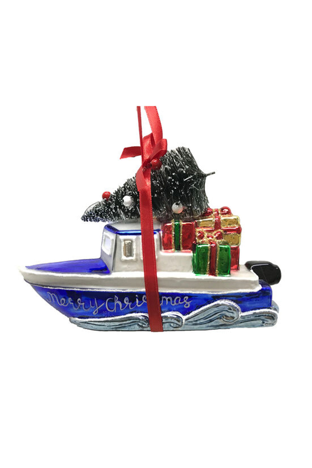 Glass Ornament - Christmas Boat
