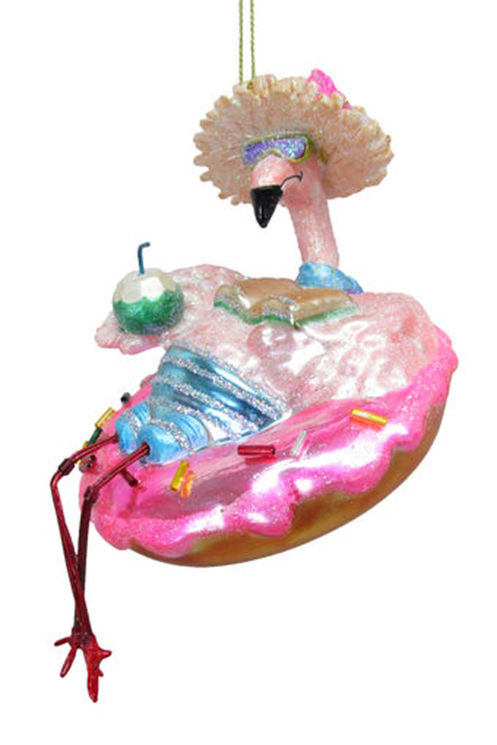 Glass Ornament - Flamingo in Float