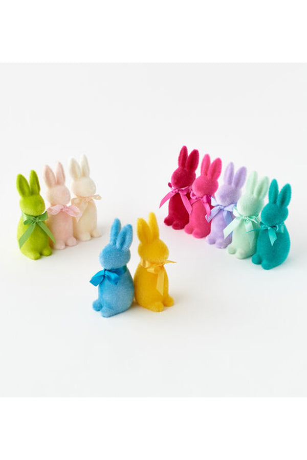 Flocked Button Nose Bunny - BRIGHT Small
