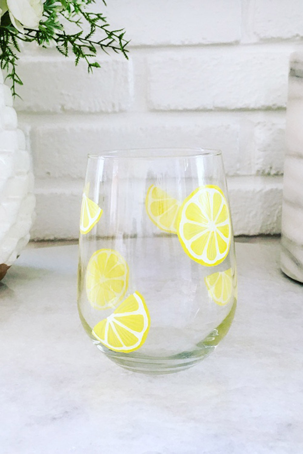DJ Stemless Wine Glass - Lemon