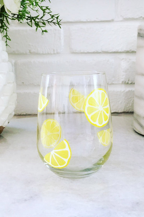 DJ Stemless Wine Glass - Lemon
