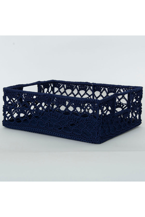 Crochet Wire Basket Wide - Navy