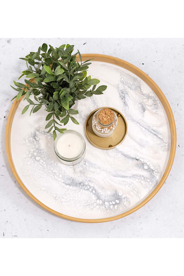 Lynnie Round Serving Tray - Marble