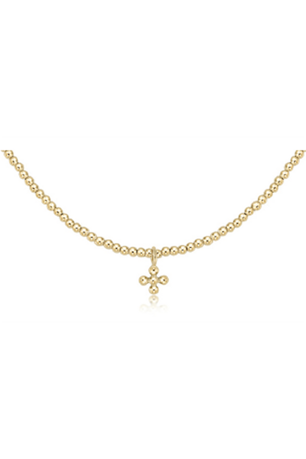 EN Classic Beaded Cross Necklace - Gold